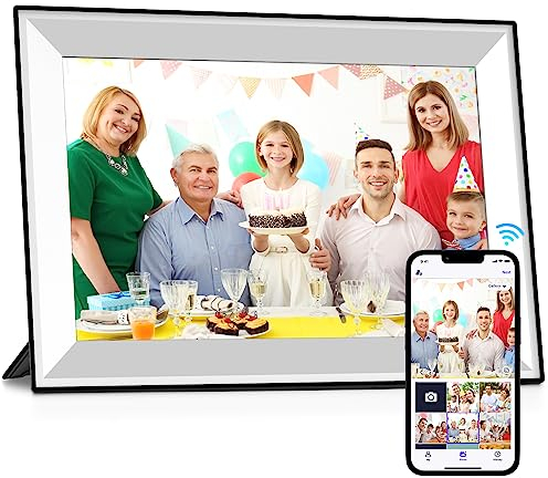 BGIFT 10,1 Zoll WiFi Digitaler Bilderrahmen mit 32 GB Speicher, 1280x800 IPS HD Touchscreen Smart Elektronischer Digitale Bilderrahmen, Einfaches Teilen von Fotos und Videos