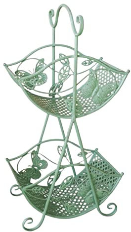 Blumenständer Pflanzenregal Blumenregal Vintage Blumenregal Aus Schmiedeeisen, 2 Ebenen, Halbrundes Regal, Heimdekoration, Blumenständer Pflanzenständer Blumentreppe ( Color : Grün , Size : 69*35*22cm