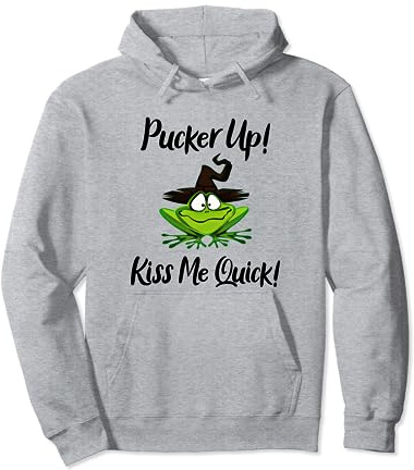 Frosch Hexe Halloween Hexe Hut Kiss Me Quick Lustige Paare Pullover Hoodie