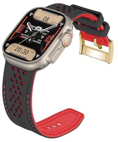 YISIWERA Rally Sport Bracelet Compatible avec Apple Watch Bracelet 42mm 44mm 45mm 49mm 38mm 40mm 41mm Silicones Caoutchouc Bracelet de Montre pour iWatch Ultra/Ultra 2 Series 9/8/7/6/5/4/3/2/1/SE