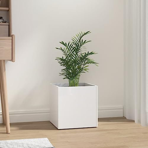 FIRBNUS Jardinière Intérieure Blanc Brillant 40x40x40 cm Bois d'ingénierie Résistance à l'humidité Pot de Fleurs Cultiver Plantes dans Grande Variété d'endroits Salon Chambre à Coucher Bureau