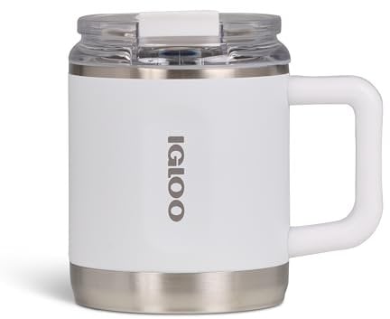 IGLOO Coffee Mug Kaffeebecher – Isolierter Thermobecher aus Edelstahl, weiß, 440 ml – Auslaufsicher, Doppelwandig, Ideal für Büro, Reisen & Outdoor – Hält Getränke heiß & kalt