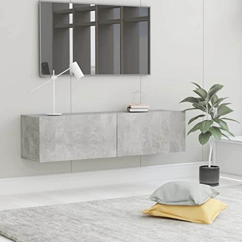 AUVYI TV-Schrank Betongrau 120x30x30 cm Holzwerkstoff Aufbewahrungsschrank Lowboard Nachttisch Holz Kitchen Cabinet Fernseher Schrank Wohnwand Modern Hängeschrank Wohnzimmer