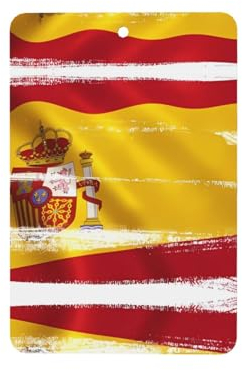 BROLEO Spanien-Flagge, rechteckig, Auto-Lufterfrischer-Karte, Set mit 6 Scheiben: hängende Duftkarten für Kleiderschrank, Badezimmer, Auto, Innendekoration