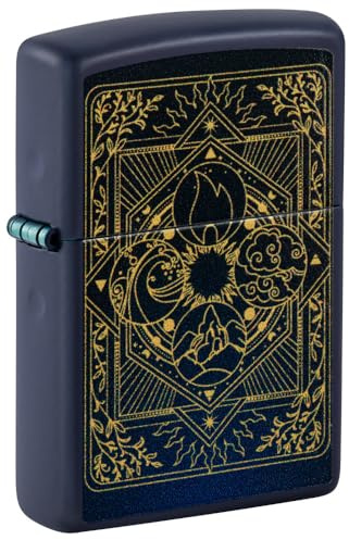 Zippo Sturmfeuerzeug - Elements, Navy Matte, Color Image - Nachfüllbar - Wiederverwendbar - Windfestes Design - Geschenkbox - Made in USA
