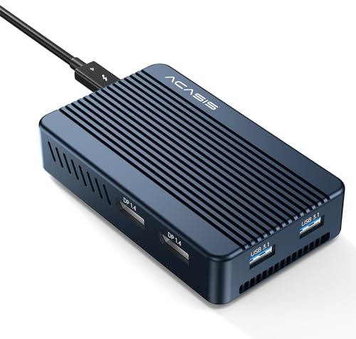 ACASIS 40Gbps M.2 NVMe SSD Enclosure with Cooling Fan, TBU405 Plus with 2*DP1.4, 2*USBA 3.1, 1 USB C 3.1 for M1 M2 Pro/Max, Compatible with USB4/3.2/3.1/3.0/2.0, Support SSD Size 2280 B+M M-Key