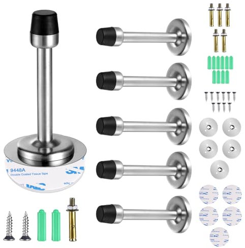 Flintronic 6 Pack Door Stop, Rubber Stopper Self Adhesive Doorstop, Heavy Duty Stainless Steel Door Stop for Home Office Bathroom