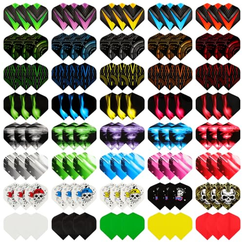 QKURT Dartflyg, 8 stilar 40 set 120 st standardform dartflygning tjock dartflygningsset för dartspel, stål mjuk spets PET-dartflyg
