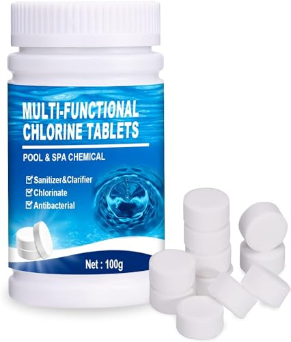 Chlorine Tablets for Swimming Pool: 100g Multifunctional Pool Cleaning Tablets Small Fast-Dissolving Chlorine Granules for Hot Tub,Paddling Pool and Spa