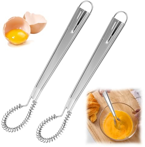 2 Pack Mini Whisk Hand Small Hand Whisk Handheld Small Egg Whisk Beater Manual Hand Whisker for Coffee Sauce Milk Mixing