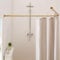 Crkmire Tringle à rideau de douche d'angle dorée [61 à 134,6 cm] x [61 à 134,6 cm] – Tringle à rideau réglable en forme de L incurvée à 90 degrés pour salle de bain avec 12 crochets à anneaux et