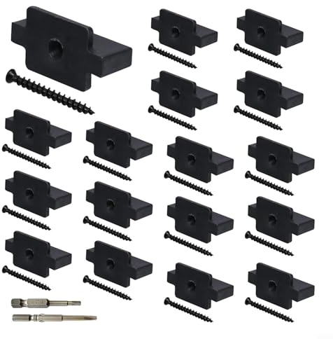 Verbund-T-Clips zur Befestigung, 100 Stück, verdeckte Befestigungselemente für Terrassendielen mit 2 Manganstahl-Antriebs-Bits für Verbund-Terrassendielen, 6 mm Breite