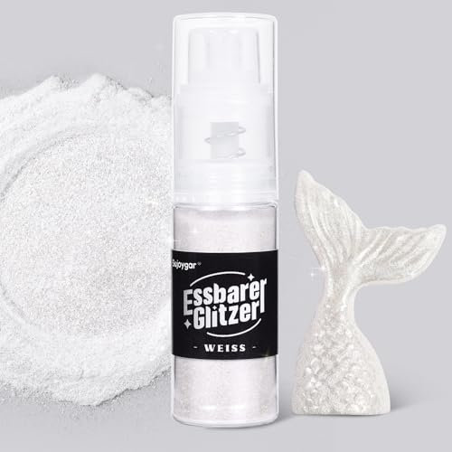 Essbarer Glitzer - 10g Weiss Glitzer für Getränke Essbares Glitzerpulver, Lebensmittelfarbe Pulver Goldpulver, Metallisch Glitzerpuder Glitzerspray für Cocktails, Schokolade, Kuchen, Fondant