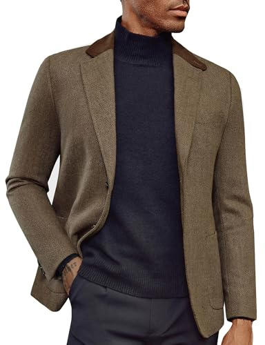 PJ PAUL JONES Men's Blazers Casual Suit Jacket Vintage Wool Tweed Jackets