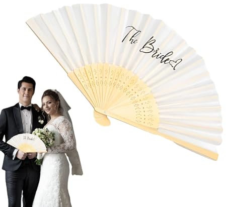 Bride Hand Folding Fan - Decorative Folding Dancing Fan | Paper Handheld Letter Printed Folding Fan for Gatherings, Home, Camping