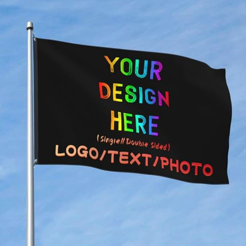 Personalisierte Flagge & Banner für Outdoor-Events - Gestalten Sie Ihre eigene Flagge für Camping, Garten und Terrasse, langlebige Text/Logo/Foto-Anzeige, 5x8 Ft, einseitig bedruckt.
