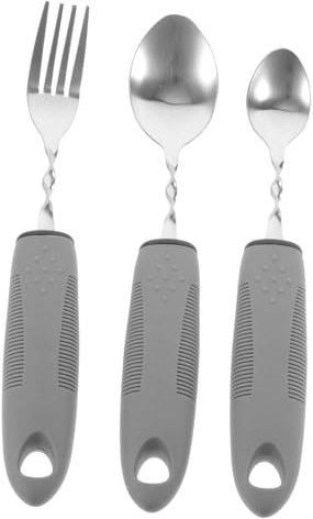 FRCOLOR 4 Ensembles De Vaisselle Pour Personnes Âgées Ustensiles Construits Vaisselle Anti-Tremblement Ustensiles Adaptatifs Vaisselle Antidérapante Fourchette Pour Patients Ustensiles