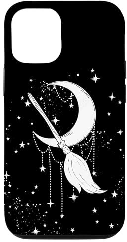 Witchy Magical Crescent Stars - Halloween Flying Witch Broom Case for iPhone 13 Pro
