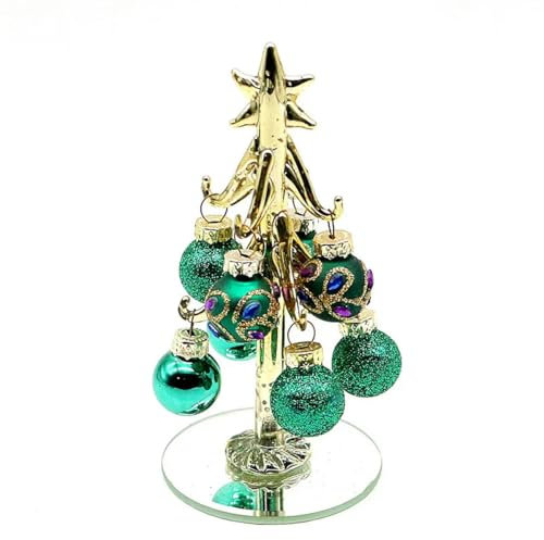 TIANXIAOQWE Custom Craft Weihnachtsbaum-Skulptur aus Glas, hohl, grüner Anhänger, about 13.2cm, Edelstahl, zirkonia