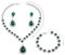 FDEETY Schmuckset für Damen Modische Elegante Schmuck Braut Tropfen Halskette Armbänder Strass Ohrringe Set Anhänger Schmuck Set Geschenke Schmuck(Grün)