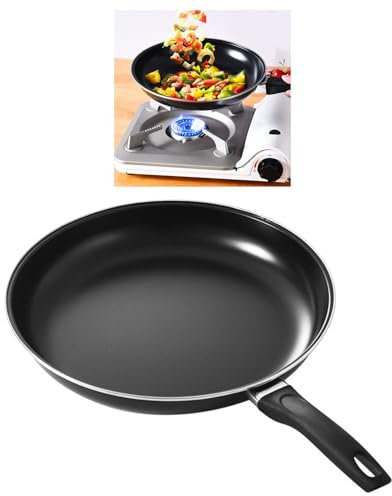 VixorLuilith Poêle à crêpes à fond plat, poignée portable, revêtement antiadhésif, poêle résistante à la chaleur avec poignée, convient pour cuisinière à gaz à induction (20 cm)