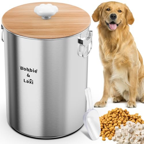 12kg Large Stainless Steel Dog Food Storage Container with Lids Airtight to Keep Food Fresh, Metal Pet Food Bin Claw Handle Easy Clean & Use for Big Dog Multiple Pet, Long-Lasting Cat Food Storage