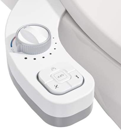 Clirass Bidet non électrique à eau chaude et froide pour siège de toilette, autonettoyant, double buse (lavage avant et arrière), pression d'eau réglable (blanc)