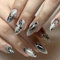 Mrltau Lot de 24 faux ongles à coller - En forme d'amande - Noir - À coller - En gel - À coller