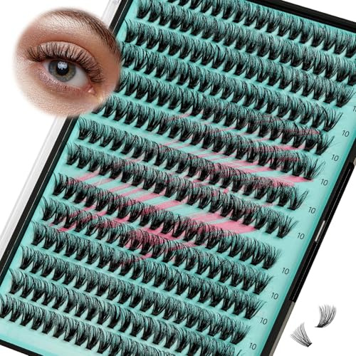 Wispy Cluster Eyelashes - 280 Pieces, 60D Natural False Eyelashes for DIY Extension, Soft Cluster Extension for Home
