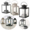 LS-LebenStil Vintage Laterne Windlicht 3´er Set 10cm Metall Grau kleine Teelichthalter für Teelicht/Stumpenkerze Kerzenhalter Gartenlaterne Kerzen zum Hängen Deko