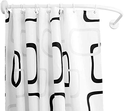 GODFSAHG Barra Curva para Cortina de Ducha en Forma de L, Barra de Cortina de Ducha Esquinera para Bañera de Baño de Metal Blanco Estirable, Instalación Sin Taladro Antióxido y Duradera70 a