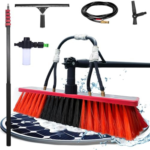 YFSMBD Teleskop Waschbürste | 12 Meter lang aus Aluminium | Perfekt als Wintergarten Reinigungsset | Terrassendach Reiniger | Aber auch PV Anlage Reinigung | Waschbürste mit Teleskopstiel, 55cm Bürste