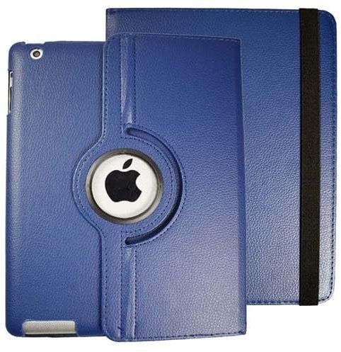 Funda para el modelo más antiguo de iPad (lanzado en 2011-2012, hace 10 años) iPad 2 iPad 3 iPad 4 9.7 pulgadas, rotación de 360 grados de piel sintética multifuncional (azul oscuro)