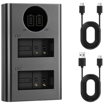 DMW-BLC12 Battery Charger for Panasonic Camera: Lumix FZ1000 GX80 GX95 | DMW-BLC12e Fast Dual Slot USB C/Micro Port Compatible with Car/Power Bank/Laptop Charging