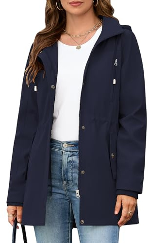 Tuopuda Veste Femme mi Saison Outdoor Légères Manteau avec Capuche Blousons avec Zippé Printemps Automne Décontracté Parka