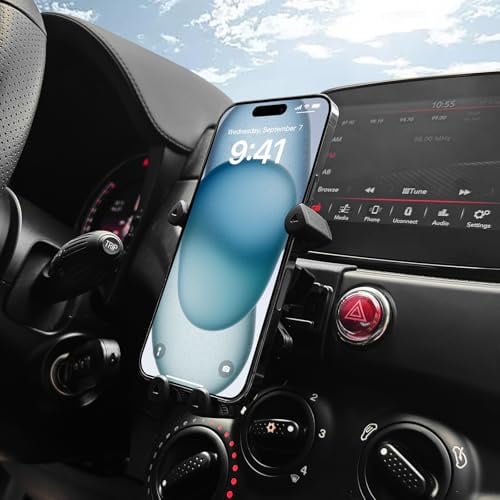 KUNGKIC Supporto per cellulare per Fiat 500/500c Abarth 595 695 FIAT 500e Supporto per telefono cellulare regolabile 360° Rotazione Car Phone Holder (Supporto per cellulare 2.0)