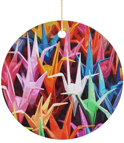 Weihnachtsschmuck 2025, Keramik-Hängeornament mit goldfarbener Schnur, personalisierbare Origami-Papierkraniche, Ornamente für Weihnachtsbaum, Kaminsims, Hof, festliche Winterferien