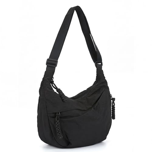 Nhgkju Borsa a tracolla da donna, in nylon, con tracolla regolabile, per lavoro, studio, shopping, viaggi, sport