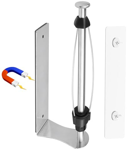 Loputon Porte Sopalin Magnétique sans Perçage, Porte Essuie Tout Auto-adhésif, Anti Déroulement pour Utilisation à Une Main, Acier Inoxydable Robuste, Cuisine, Réfrigérateur, Camping Car, Argenté