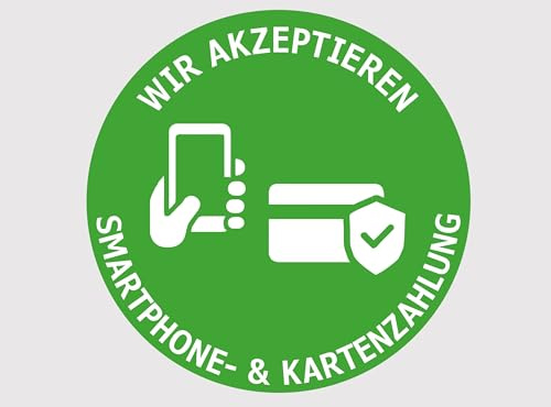 Kartenzahlung Aufkleber Smartphone Premium Sticker Hinweis Rund Schild grün Smartphone Kasse