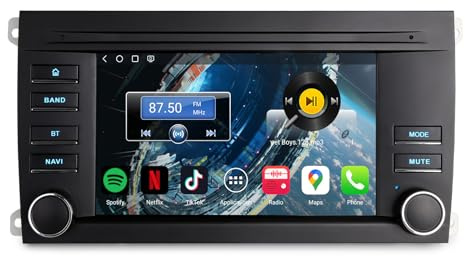 4GB RAM 64GB ROM Snapdragon 8 Kern Android 14 DAB+ Autoradio Bluetooth Für Porsche Cayenne 2003-2010 GPS Navigation Unterstützt Drahtlos CarPlay Android Auto DSP WiFi 4G USB SWC RDS 7 Zoll Bildschirm