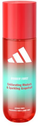 Acqua profumata per corpo e capelli adidas Vibes Wonder Force | Acqua profumata femminile, floreale e fruttata, energizzante, note di rabarbaro e pompelmo, a lunga tenuta, 236 ml.