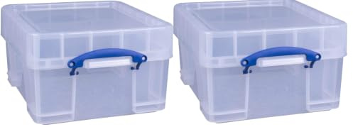 Really Useful Plastic Storage Box 18 Litre XL CLEAR Pack of 2