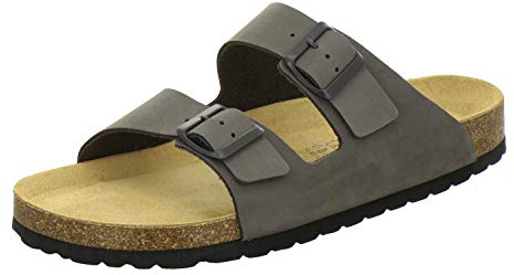 AFS-Schuhe - Comode ciabatte da uomo, 3100, in pelle, da casa e da lavoro, prodotte in Germania, Grigio (pietra), 43 EU