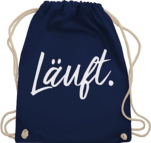 Shirtracer Turnbeutel Rucksack - Sprüche - Läuft - Statement - Unisize - Navy Blau - lustige mit aufschrift typo beutel taschen statements laeuft stoffrucksack festival sprüchen läuft. stoffbeutel