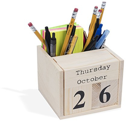 Brightmaison Büro- oder Heimdekorativer Würfel, Schreibtisch-Block, Kalender, Stifthalter, unlackiertes Holz, für DIY-Projekte, Natur