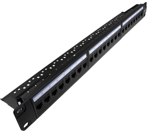 24 Port RJ45 CAT5e in Line Pass Through Keystone Coupler 19 Inch Patch Panel