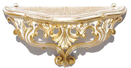 Idea Casa Konsolenregal Weiß Gold Barock Vintage Venezianischer Stil