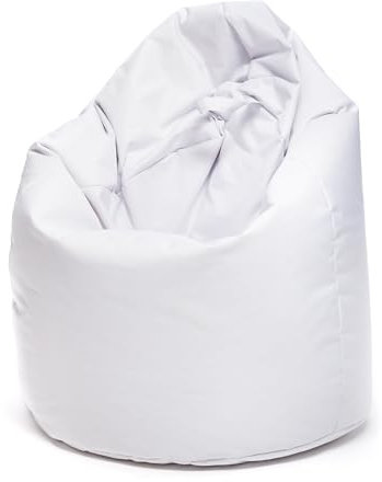 Ecopuf - Sako Pouf Sessel Outdoor - Sitzsack Kinderzimmer - Robuster Stoffsack - Entspannungssessel - Wohnungseinrichtung - Sessel Größe L - 70x110cm, Weiß Nc3