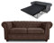 Schlafsofa Chesterfield Asti Bis 2-Sitzer, Sofa mit Schlaffunktion, Couch 2-er, Couchgarnitur, Sofagarnitur, Holzfüße, Glamour (Braun (Capri 45))
